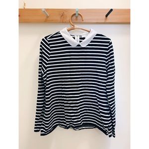 Forever 21+ striped Peter Pan collar knit top, 1X